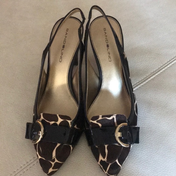 Bandolino calf hair giraffe print slingback heels - Picture 2 of 6